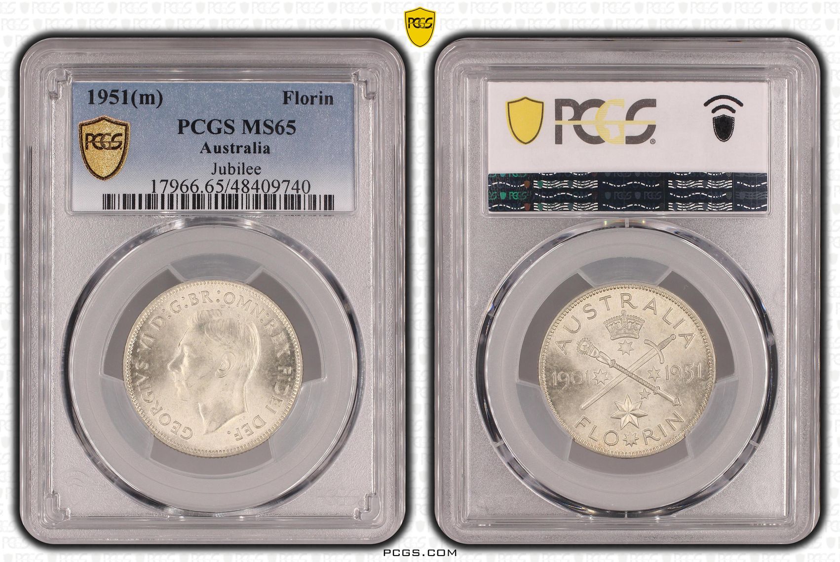 George VI, Jubilee, Florin, 1951(m), PCGS MS65