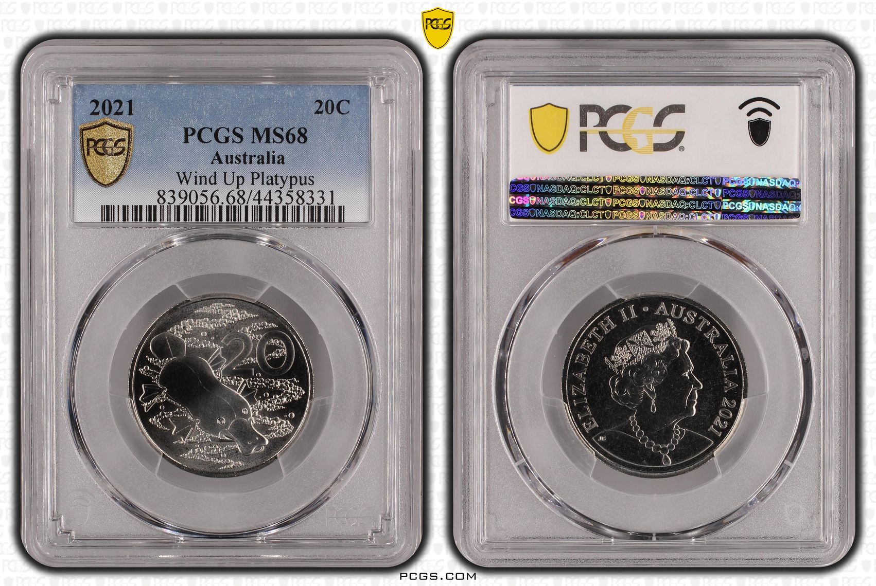 Wind Up Platypus - Baby Set, POP 9/0, Twenty Cent, 2021, PCGS MS68