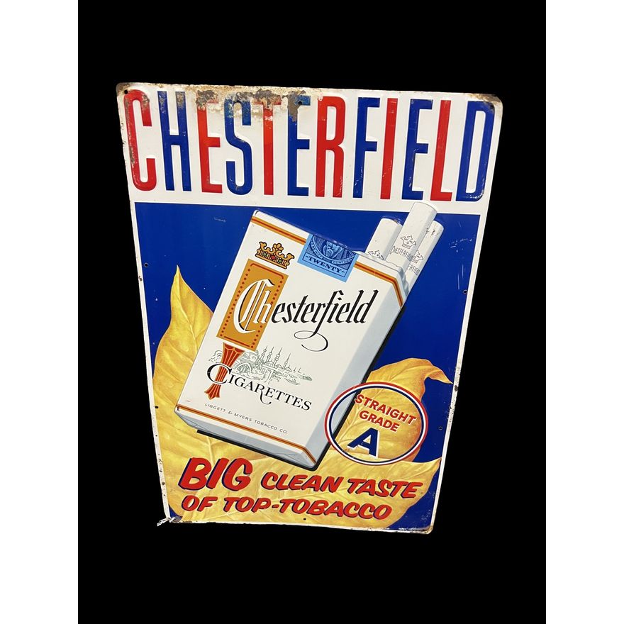Chesterfield Cigarettes Tobacco Tin Metal Sign