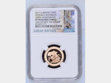 2017 200TH ANNIVERSARY PROOF GOLD SOVEREIGN ONE OF FIRST 200 STRUCK PF70 UCAM TOP POP!