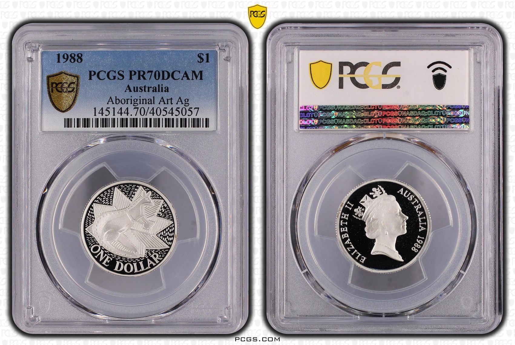 347 · 1988 Australia One Dollar, $1 Silver Aboriginal Art Silver PCGS - PR70DCAM POP 28/0 -057