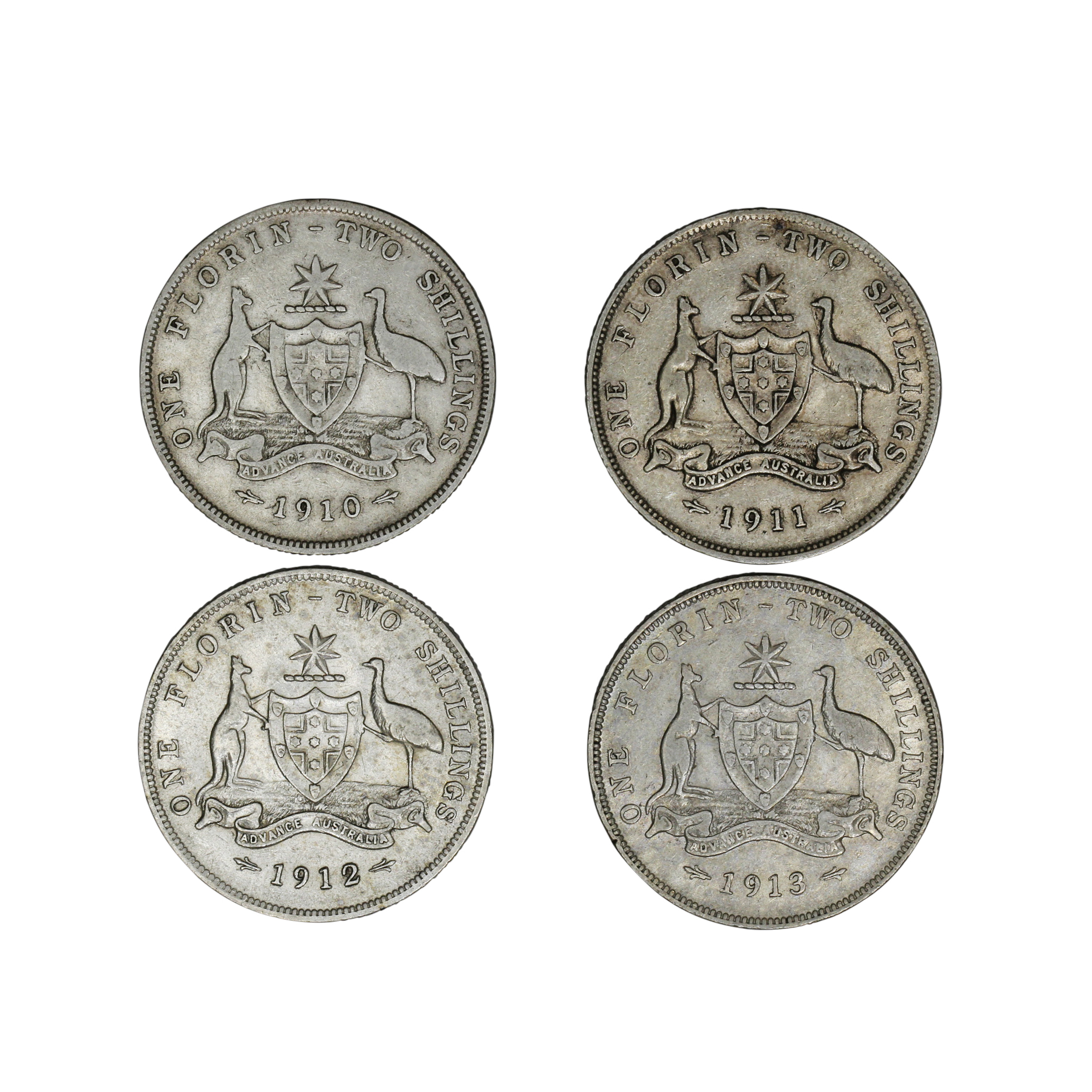 1022. · Group, George V, Florin, VG - Fine