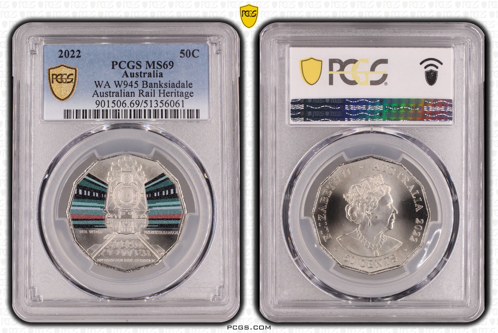 WA W945 Banksiadale, Fifty Cent, 2022, PCGS MS69
