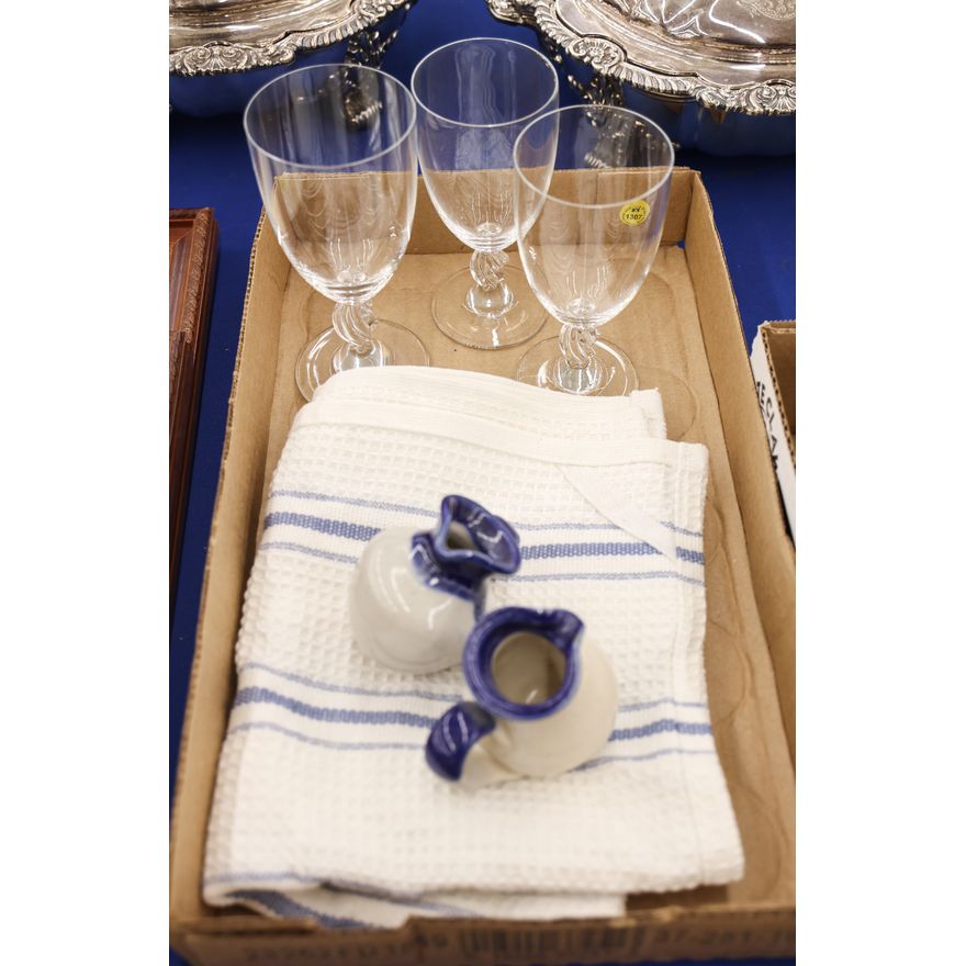 Box 3pc Lalique Stemware etc.