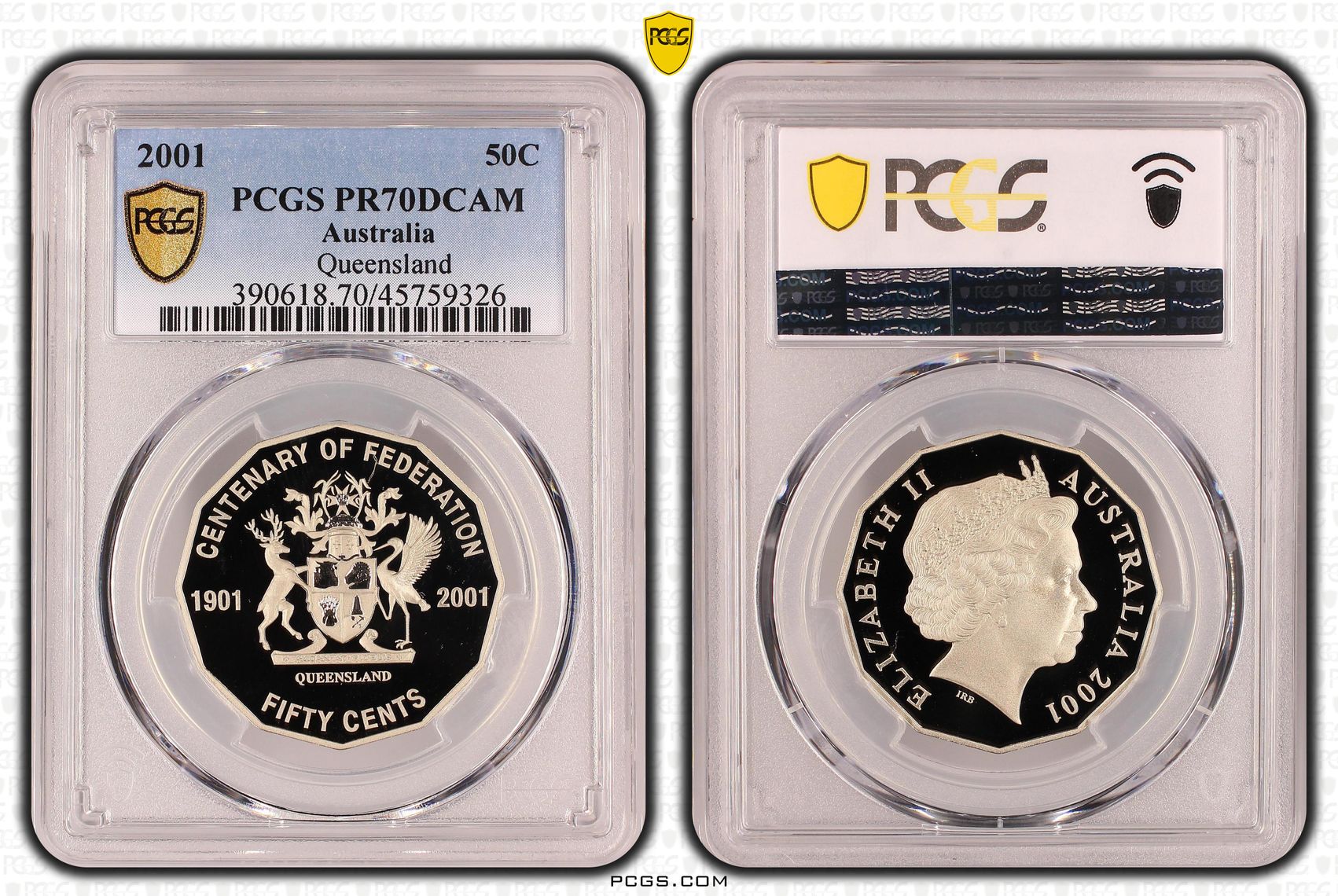 Elizabeth II, Queensland, Fifty Cent, 2001, PCGS PR 70DCAM