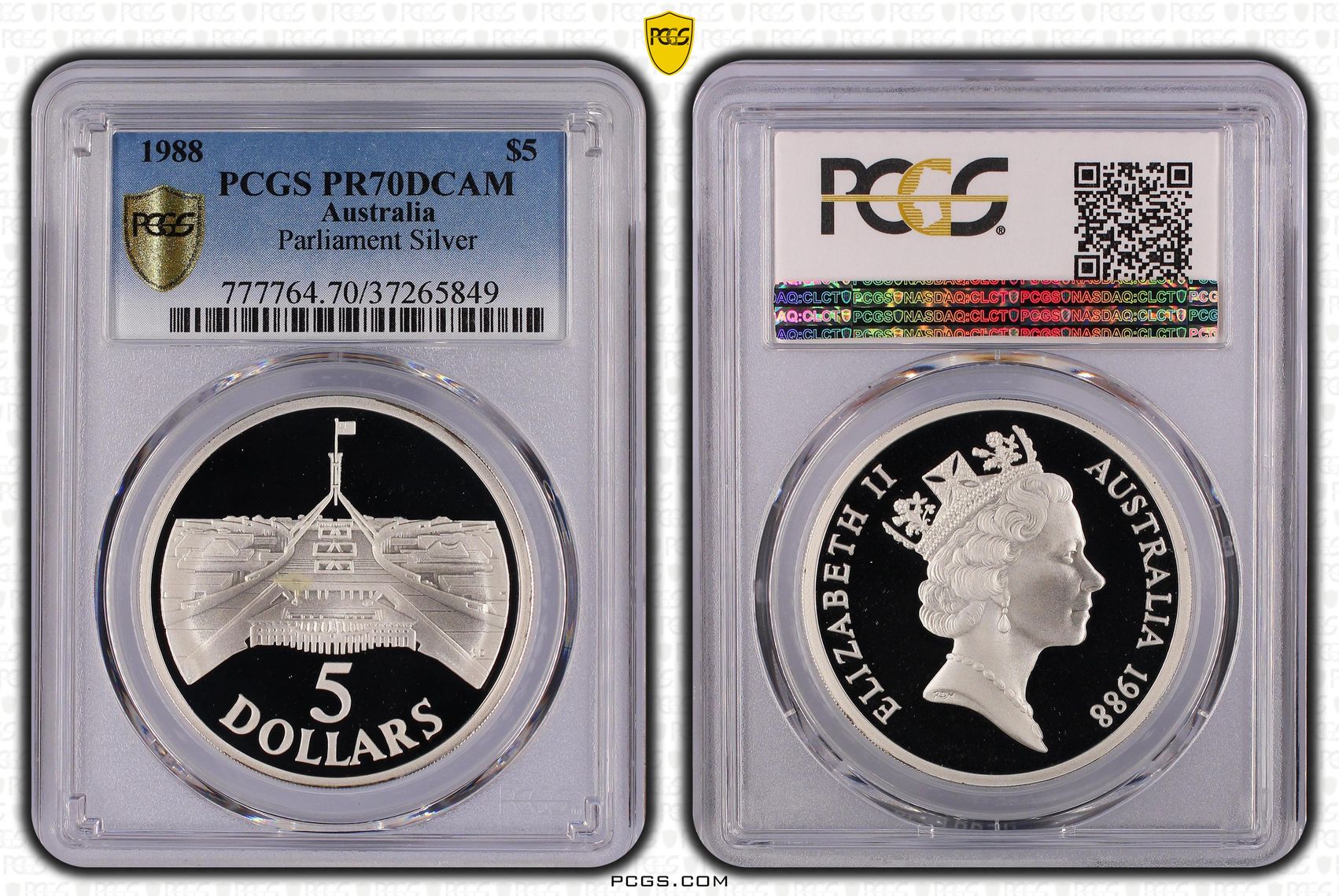 1988 Australia Five Dollar, $5 Silver Parliament Silver PCGS - PR70DCAM POP 16/0 -849