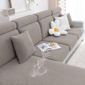 SMIRY WATERPROOF COUCH CUSHION COVERS, STRETCH JACQUARD THICK SOFA CUSHION COVERS, WASHABLE SEAT SLIPCOVER ELASTIC FURNITURE PROTE