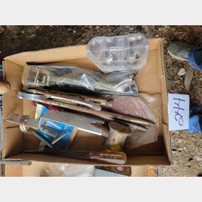 Brass hammer, lightbulbs, ball joint tool and other