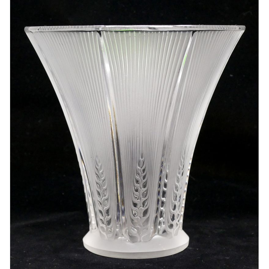 Lalique ''Epis'' Wheat Pattern Frosted Glass Vase 6.5''