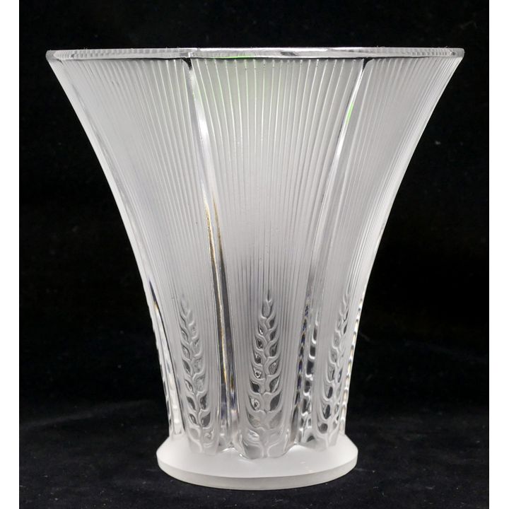 Lalique ''Epis'' Wheat Pattern Frosted Glass Vase 6.5''
