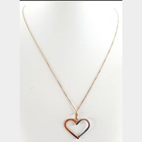 9CT GOLD PLATED & 925 SILVER HEART PENDANT & CHAIN - 51929/10066