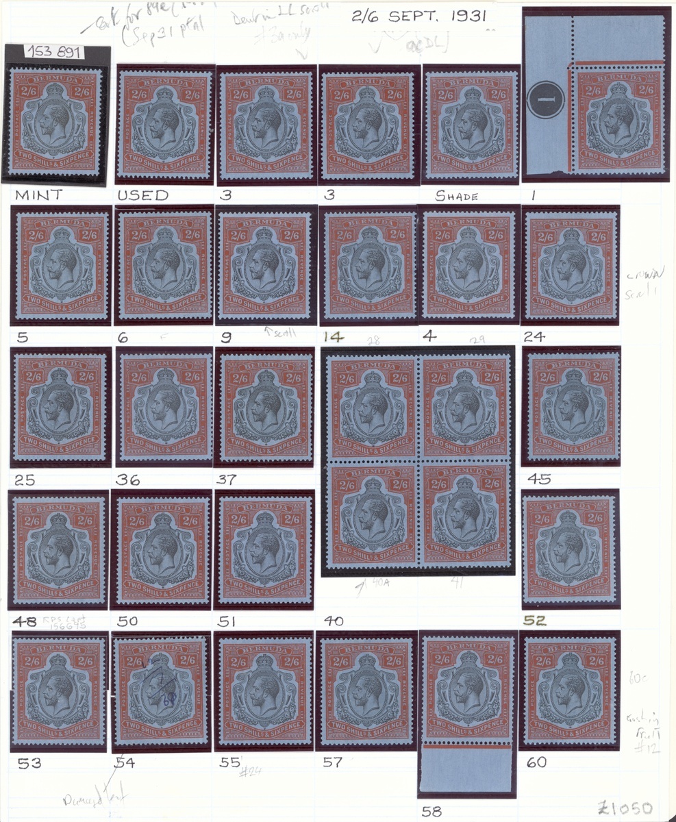 Bermuda 1924-32 Script, an unused, mostly mint range of the 1931 (Sept ...