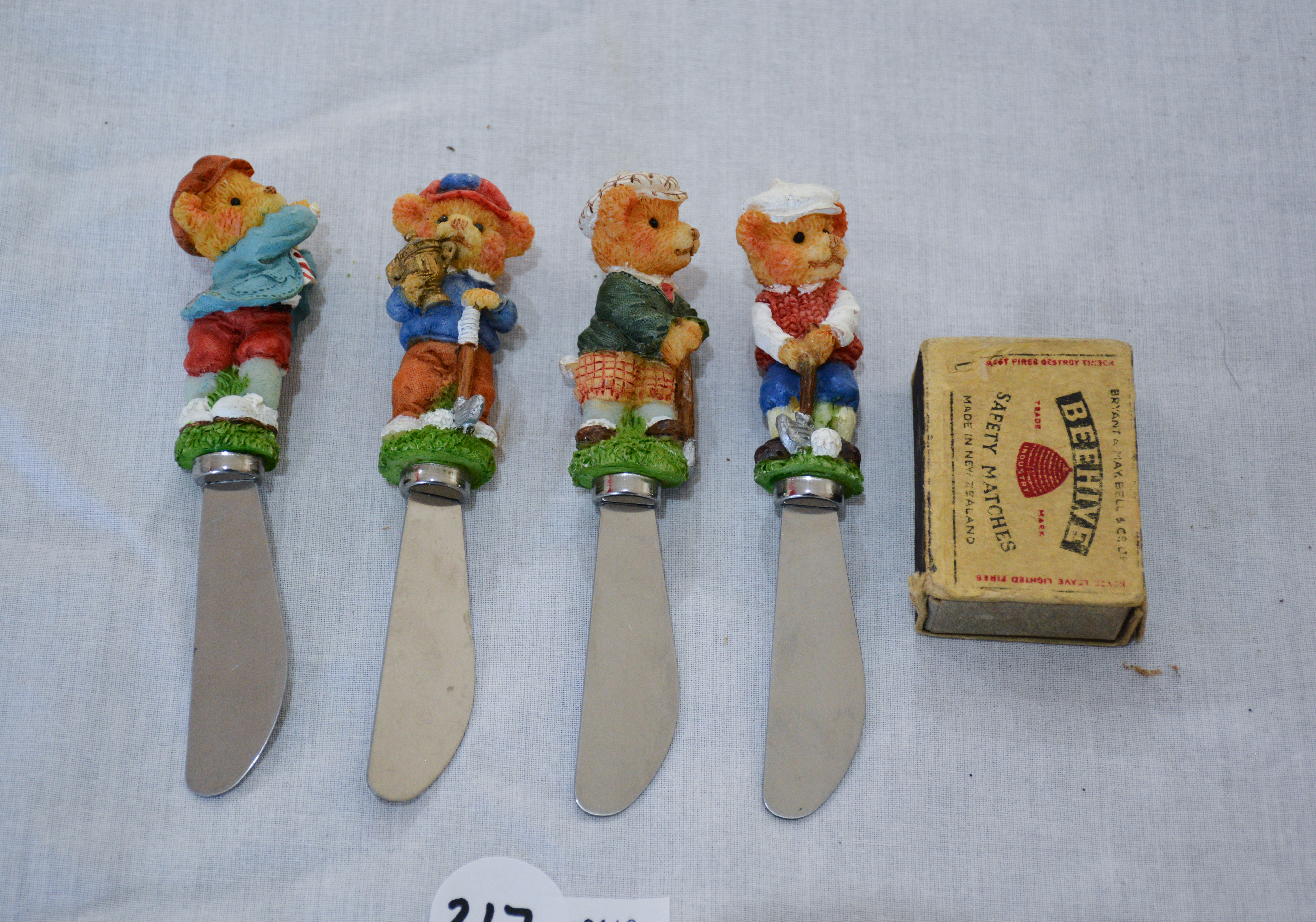 Vintage 1990s Ranger Teddy Butter Knives x 4 — sold at auction in New Zealand for $10