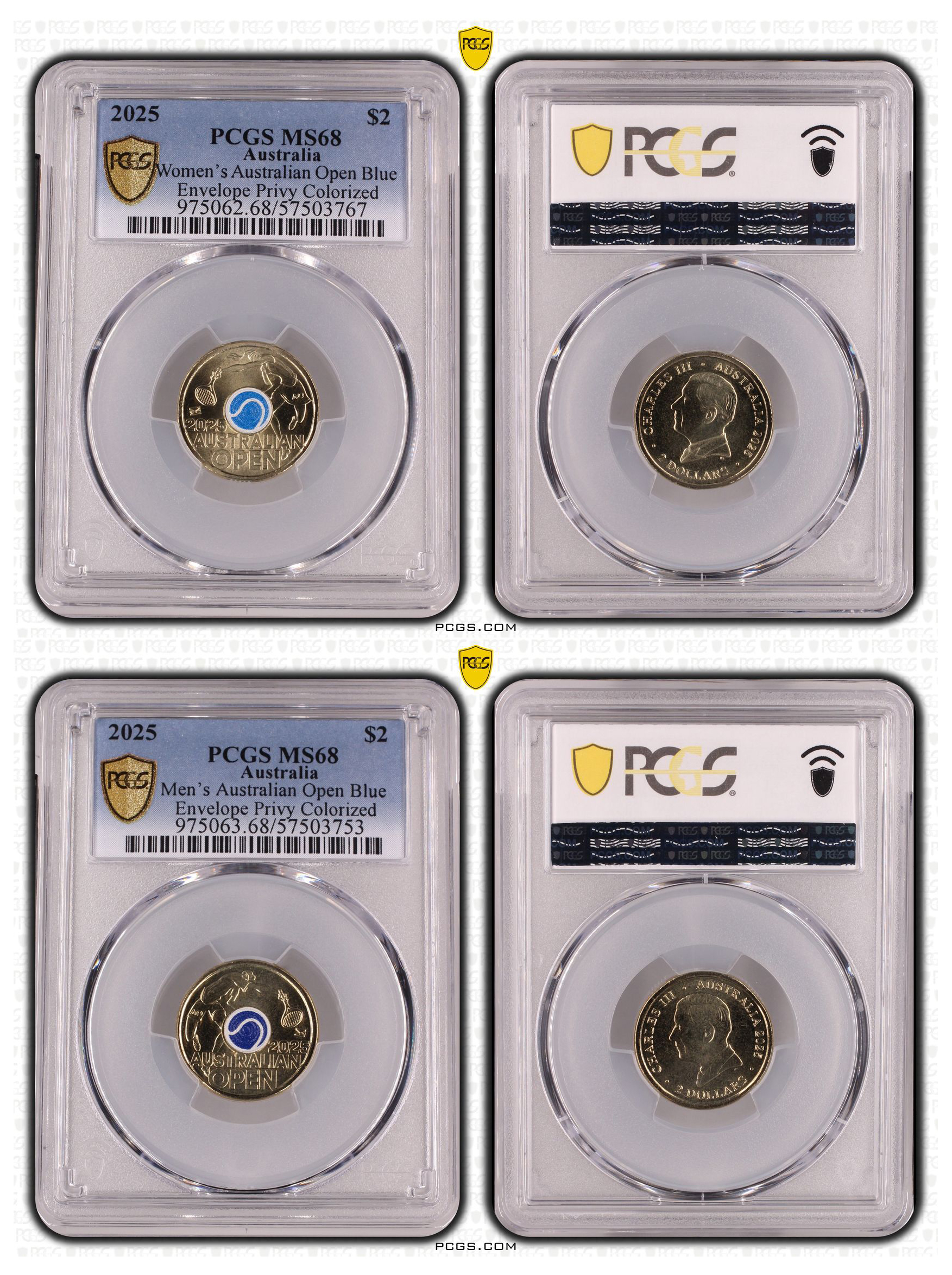 Women's & Men's Australian Open, Two Dollars, 2025, PCGS MS68
