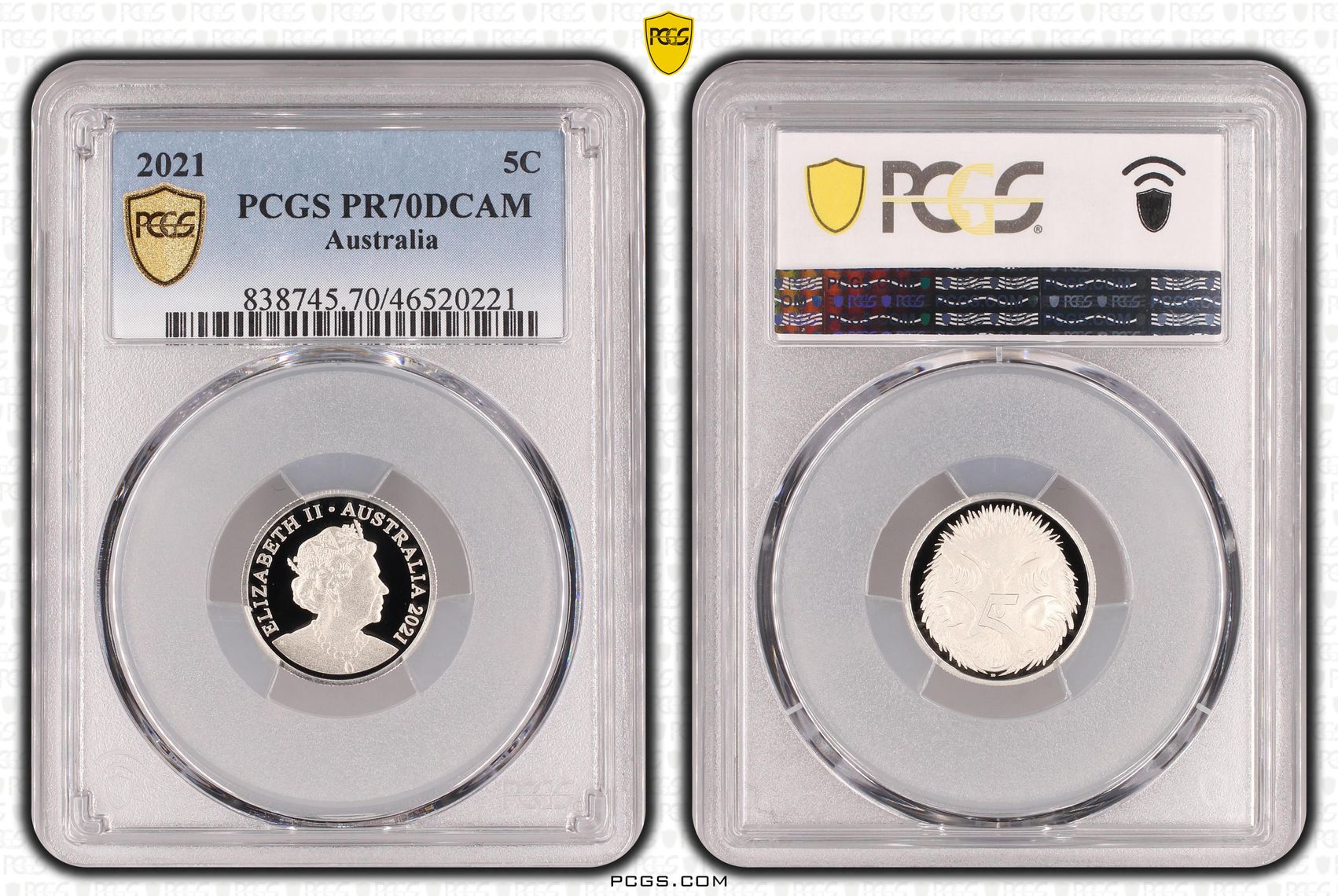 Elizabeth II, Five Cent, 2021, PCGS PR70DCAM