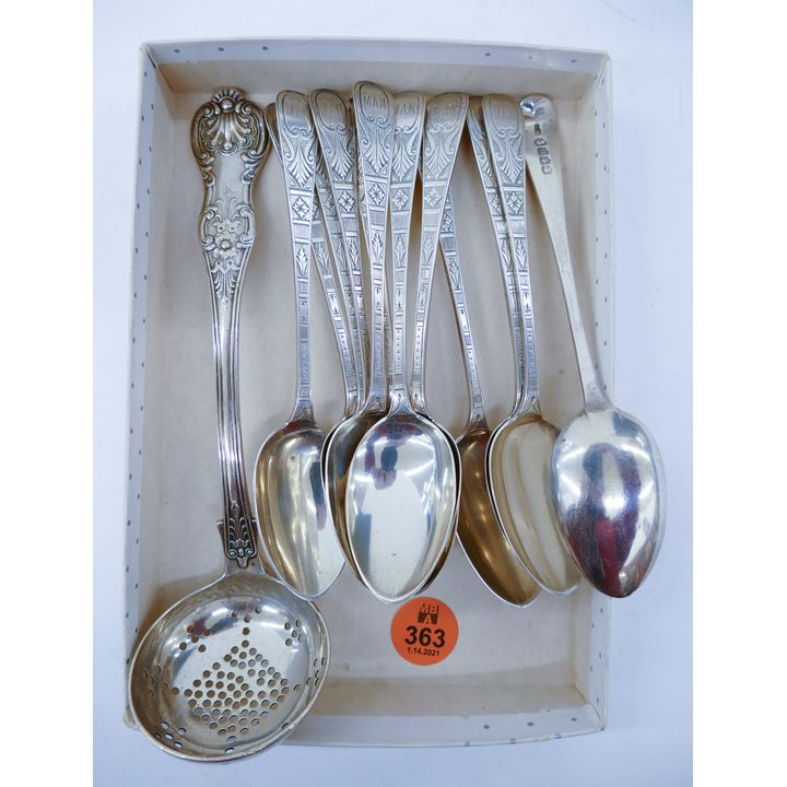 Box Antique Glasgow Sterling Spoons & Ladle- 256g