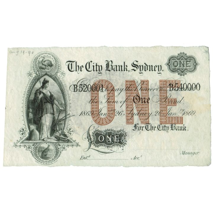 1869 City Bank of Sydney  1 Specimen