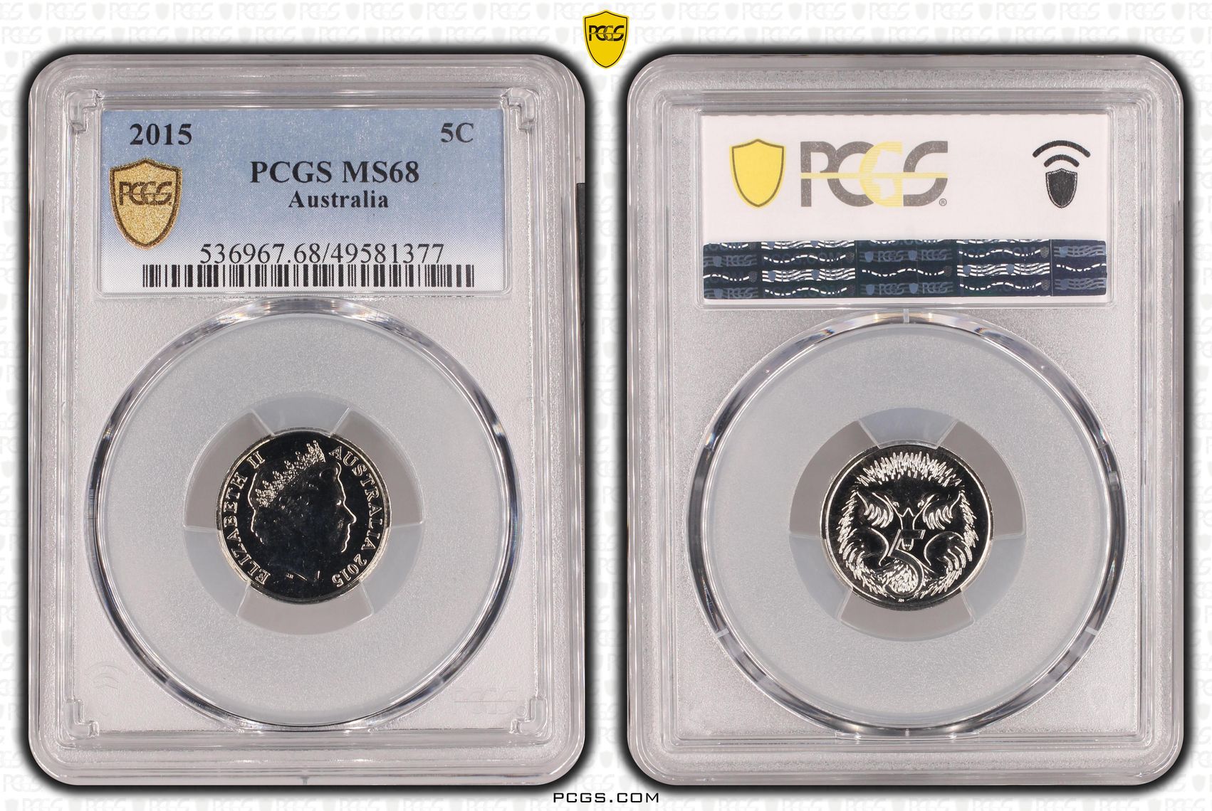 118 · Elizabeth II, POP 4/0, Five Cent, 2015, PCGS MS68