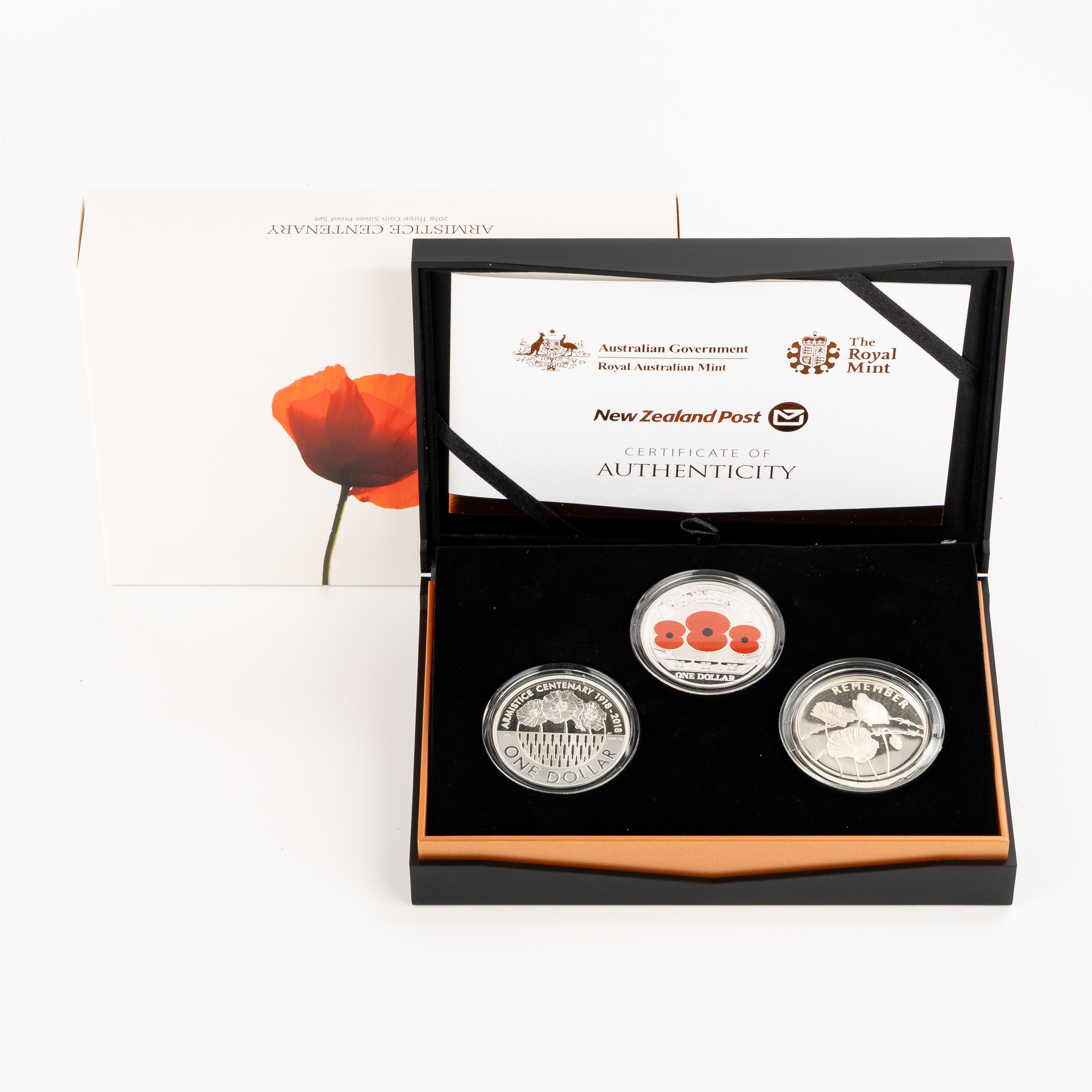 Elizabeth II, RAM - Armistice Centenary, One Dollar - Five Dollars, 2018, FDC