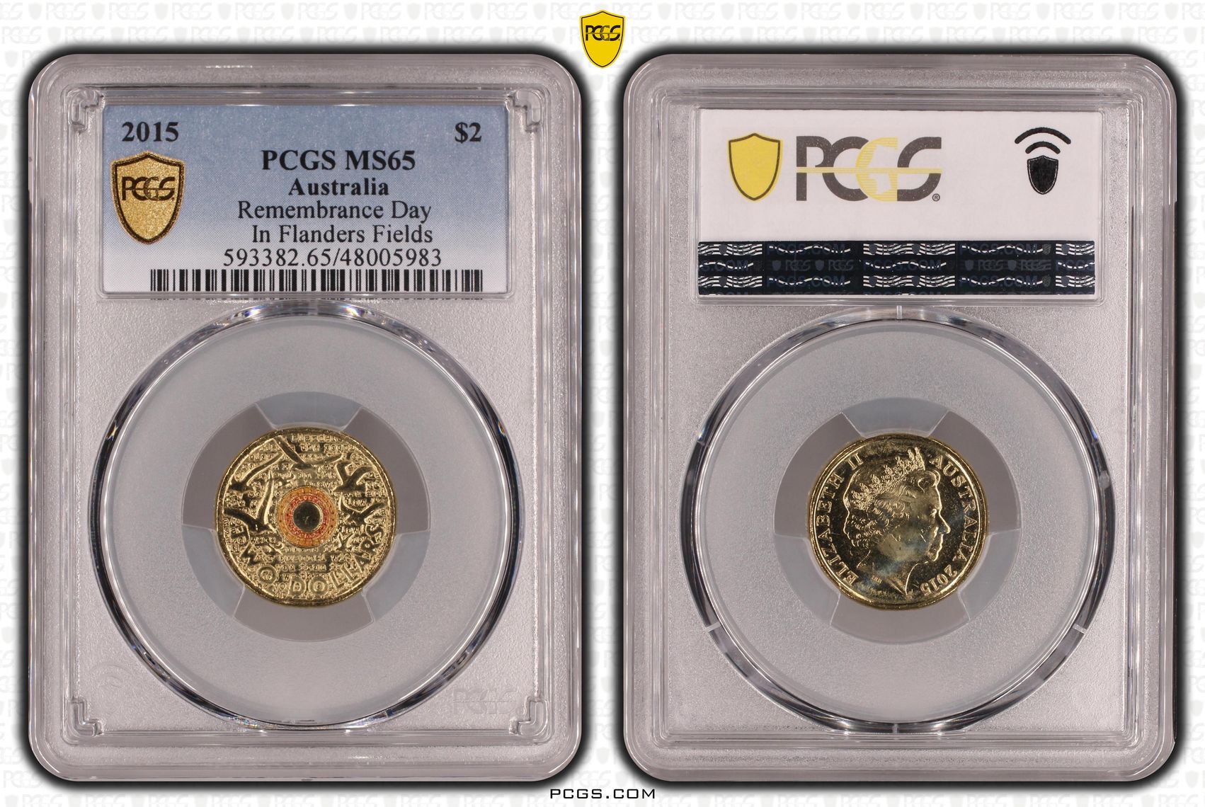 Elizabeth II, Remembrance Day Colorized - In Flanders Fields , Two Dollar, 2015, PCGS MS65