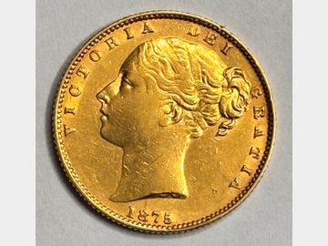 1875 VICTORIA SYDNEY MINT SHIELD GOLD SOVEREIGN