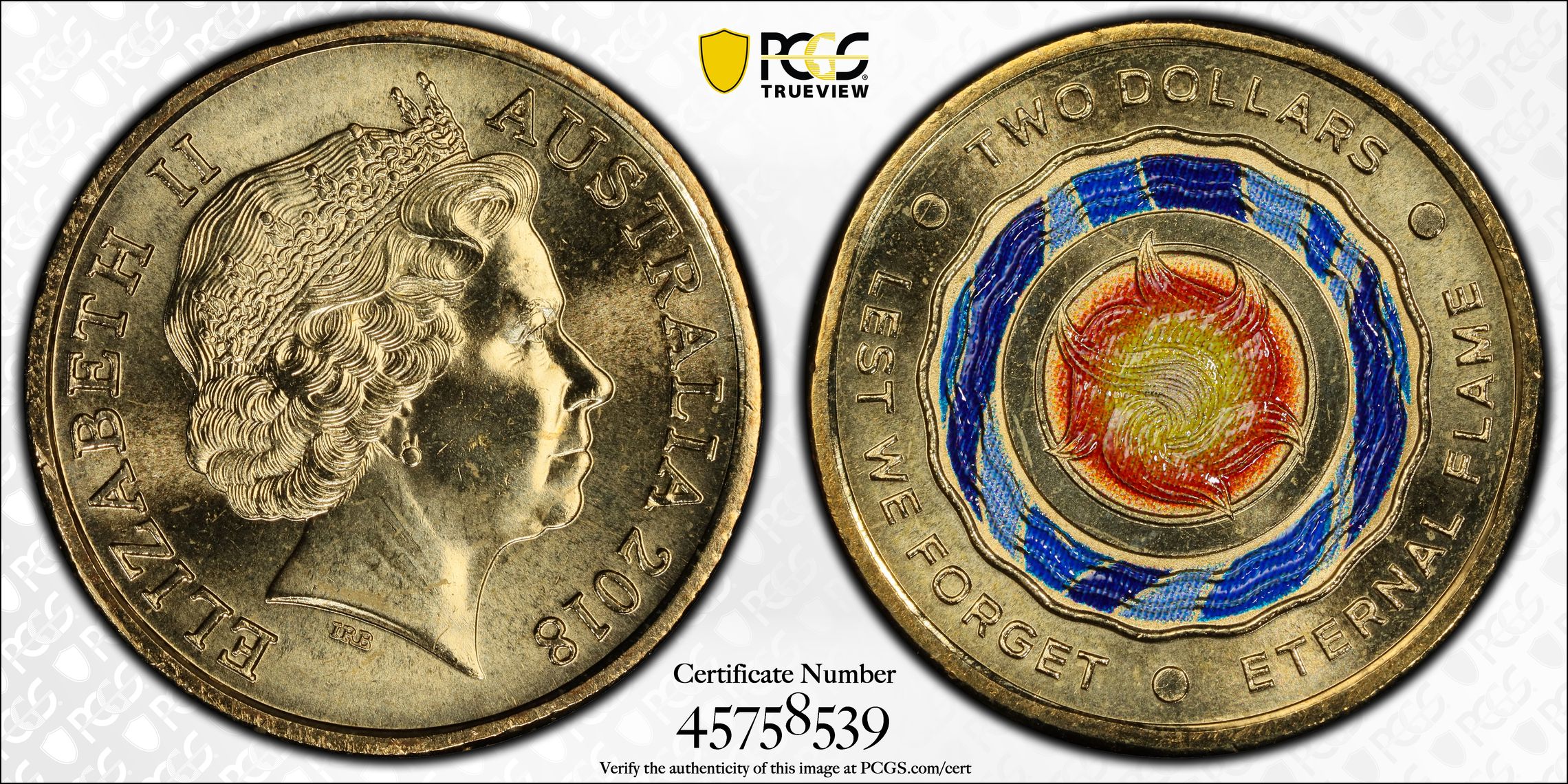 Lest We Forget - Eternal Flame, Two Dollar, 2018, PCGS MS66