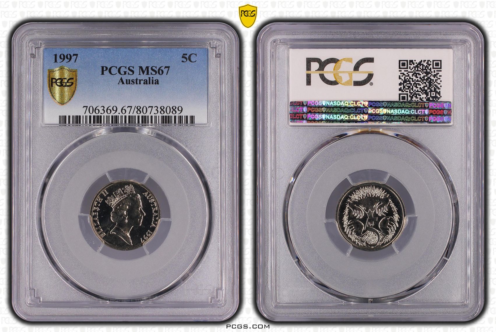 Elizabeth II, Five Cent, 1997, PCGS MS67