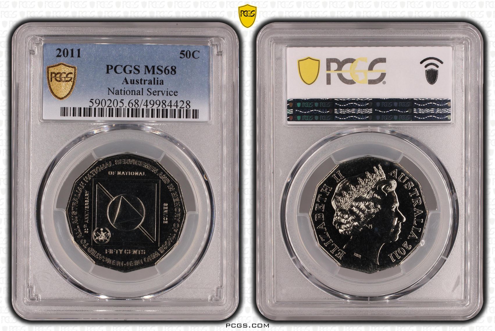 National Service , Fifty Cent, 2011, PCGS MS68