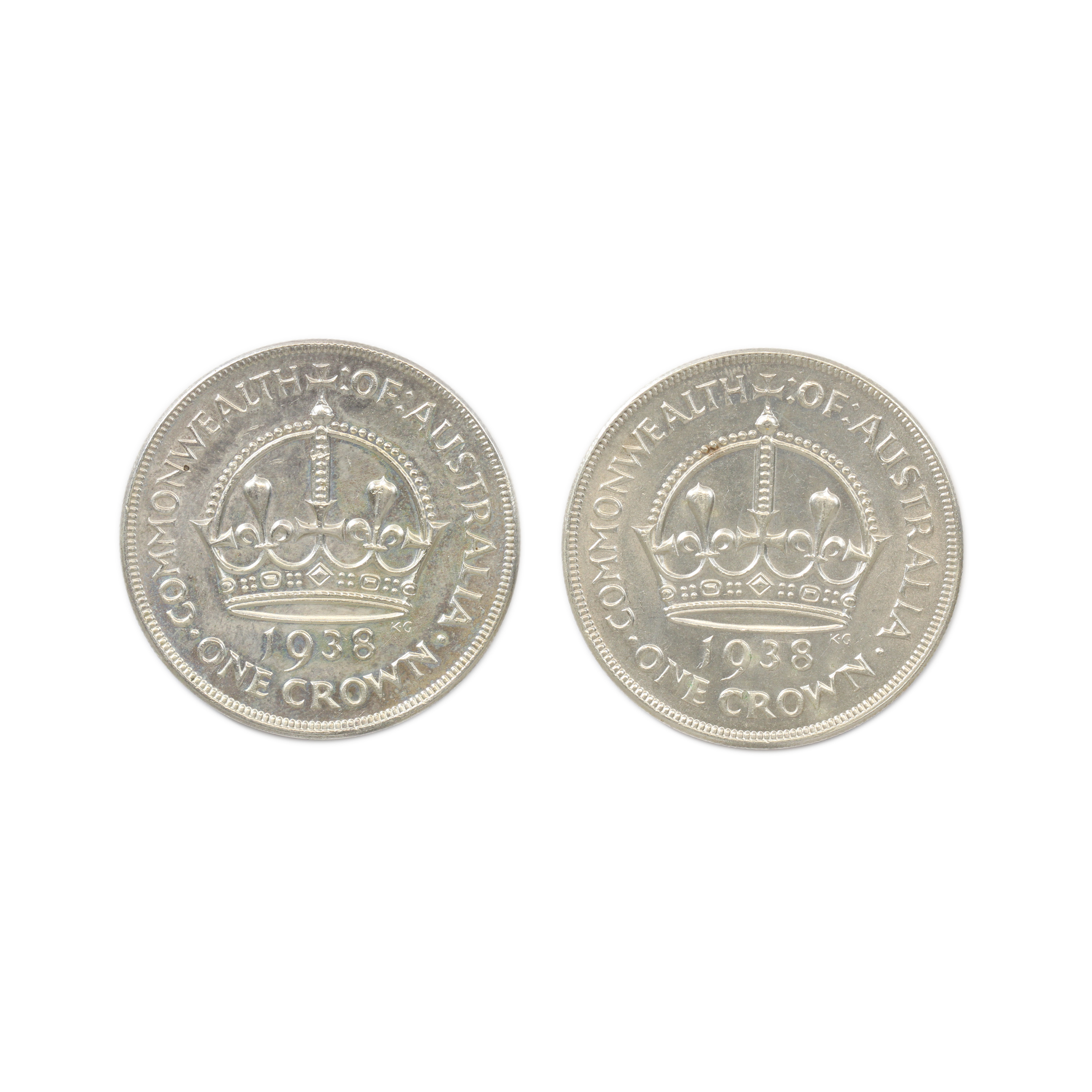 1128. · Pair, George VI, Crown, 1938, VF