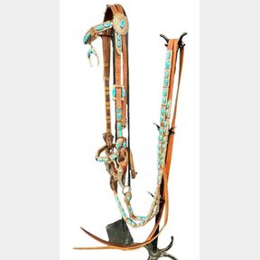 Show Piece Turquoise And Sterling Silver Bridle And Reins