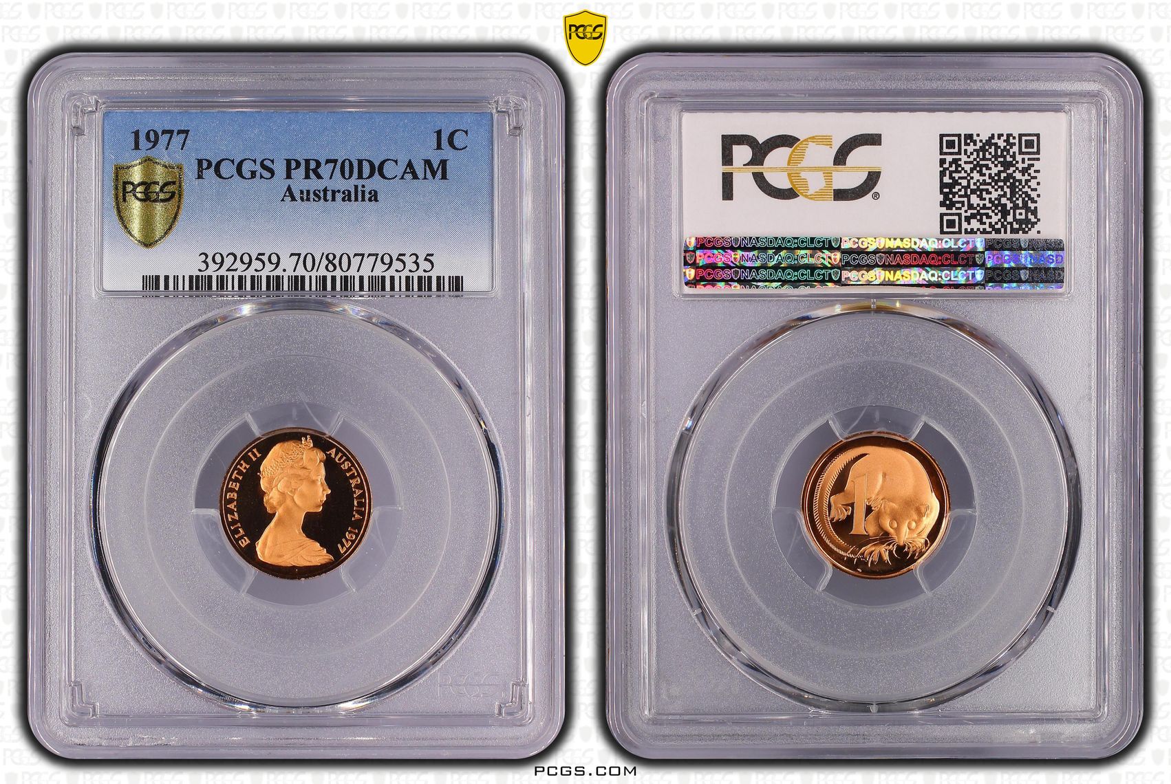 Top pop, One Cent, 1977, PCGS PR70DCAM
