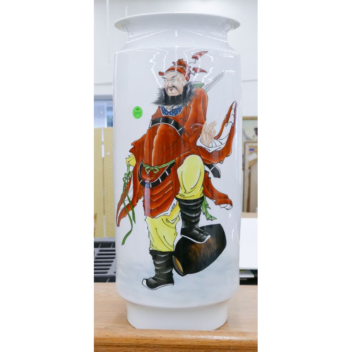 Chinese Painted Warrior Porcelain Vase 20''