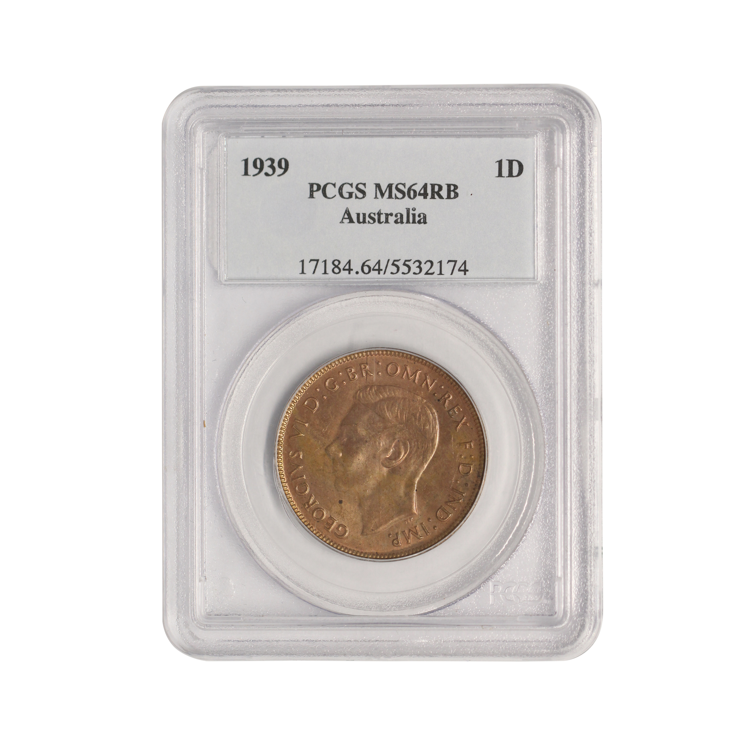George VI, Penny, 1939, MS 64RB