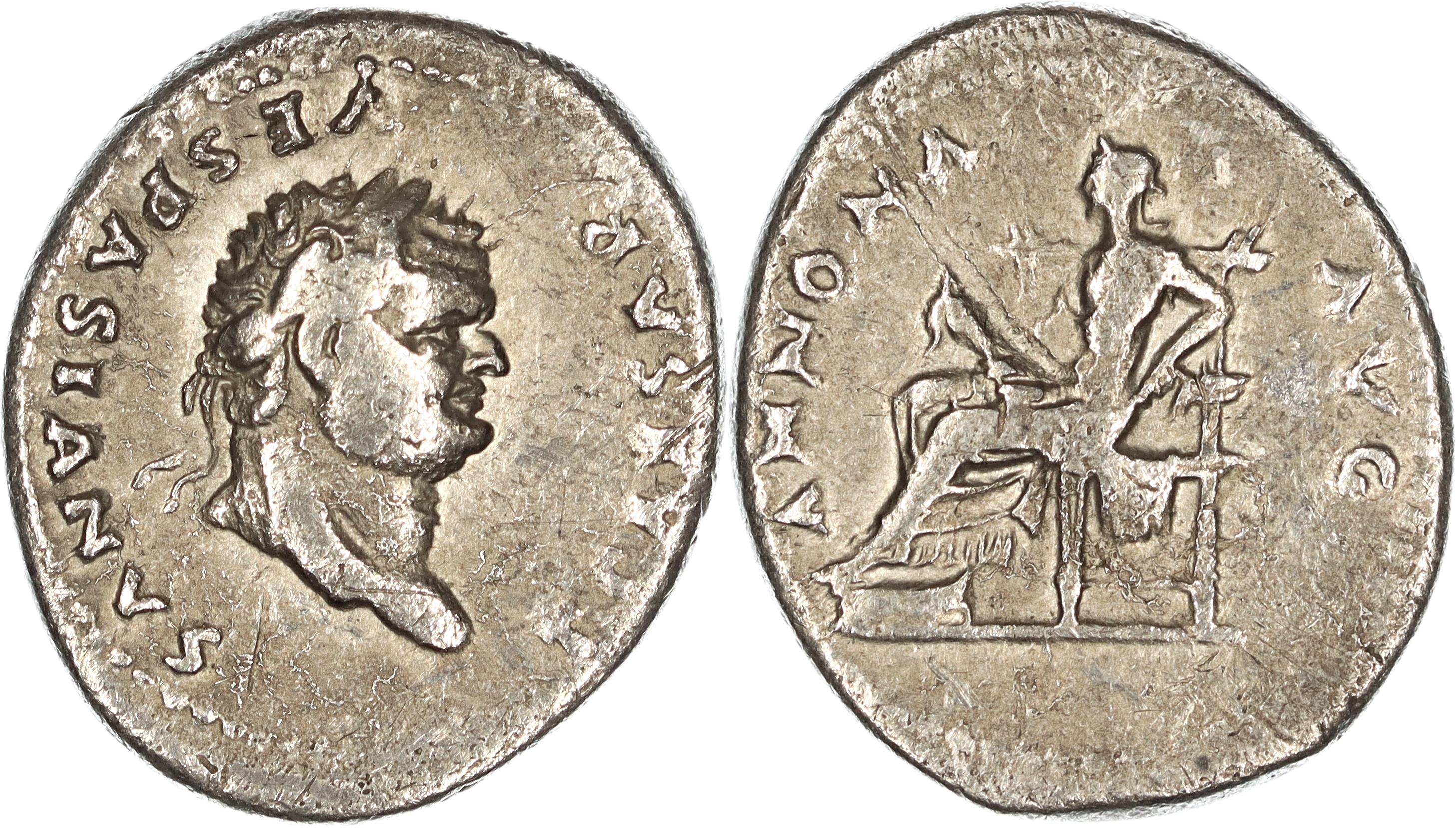 Roman Empire, Titus, Silver Denarius, 79-81 AD, nVF