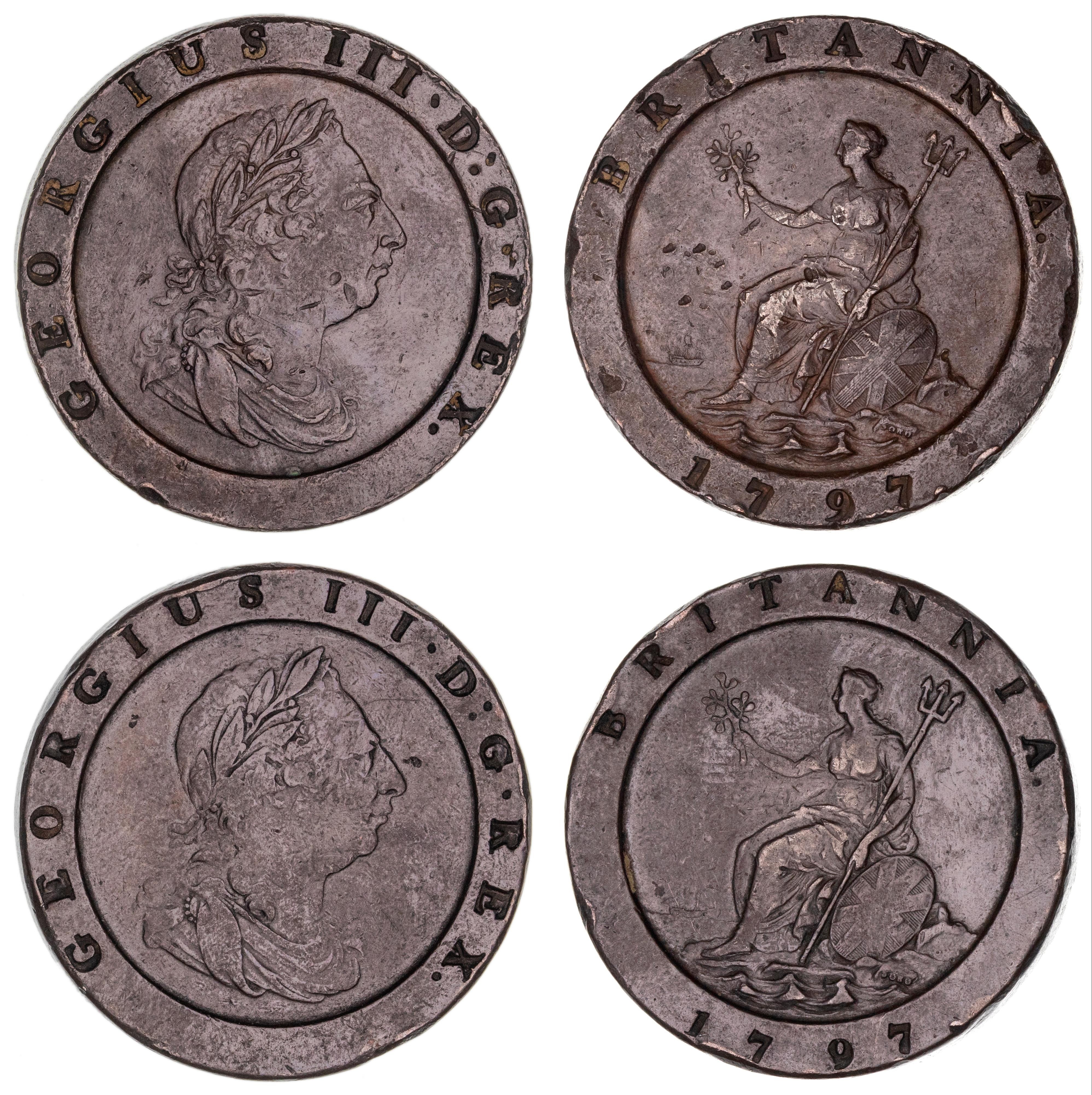Great Britain, George III, Twopence, 1797, F - aVF