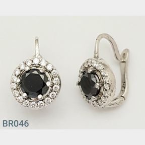 STERLING SILVER BLACK AND WHITE EARRINGS WITH CZ'S - 51543/196