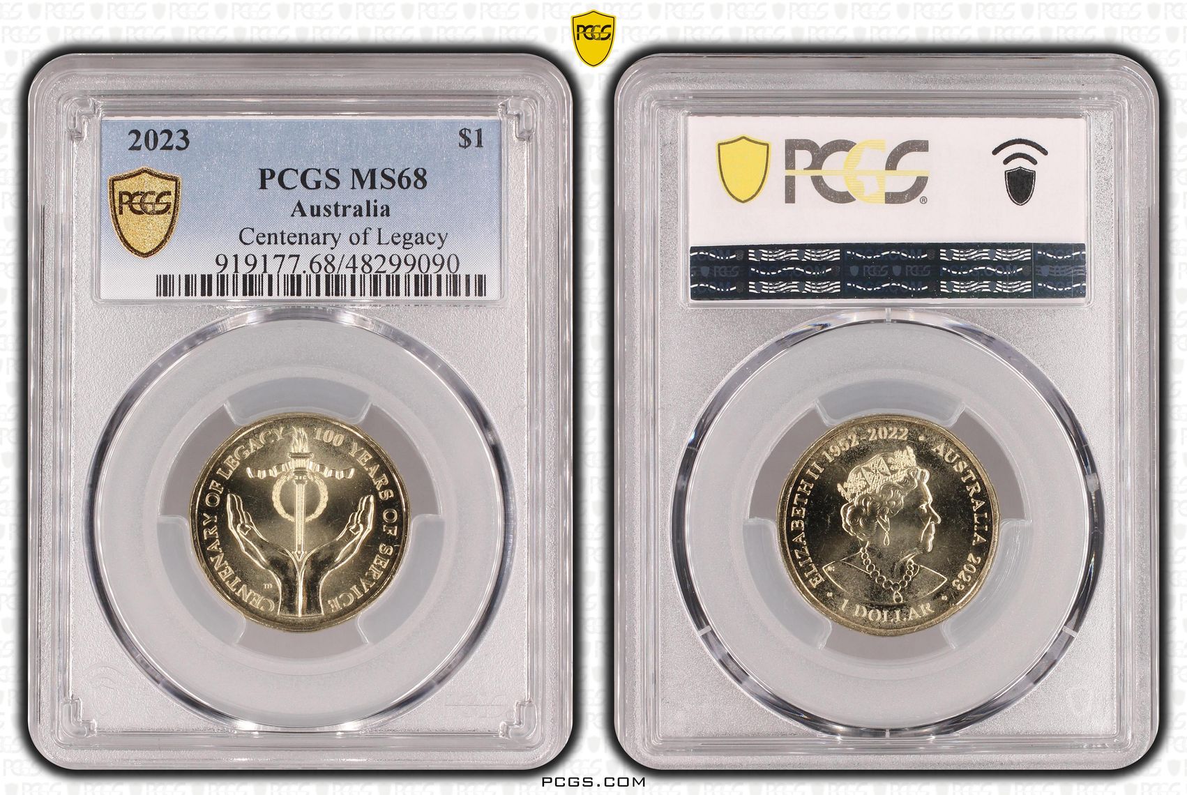 Elizabeth II, Centenary of Legacy, One Dollar, 2023, PCGS MS68