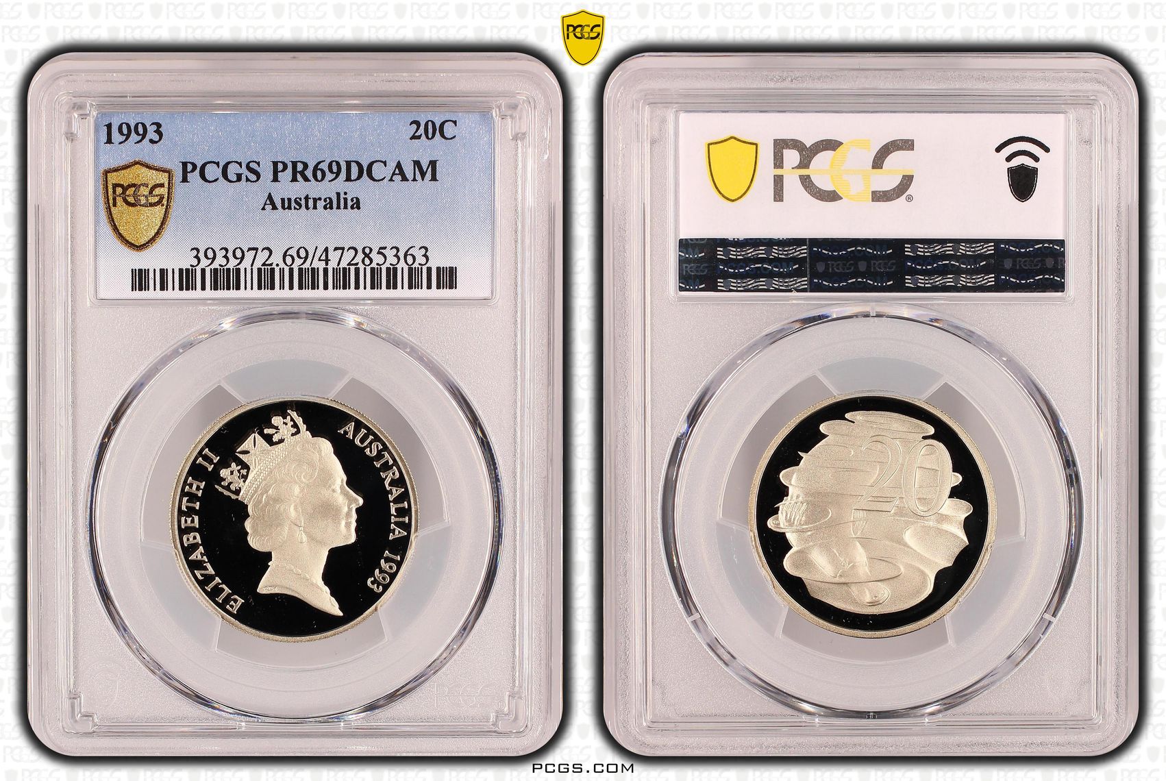 Elizabeth II, Twenty Cent, 1993, PCGS PR69DCAM