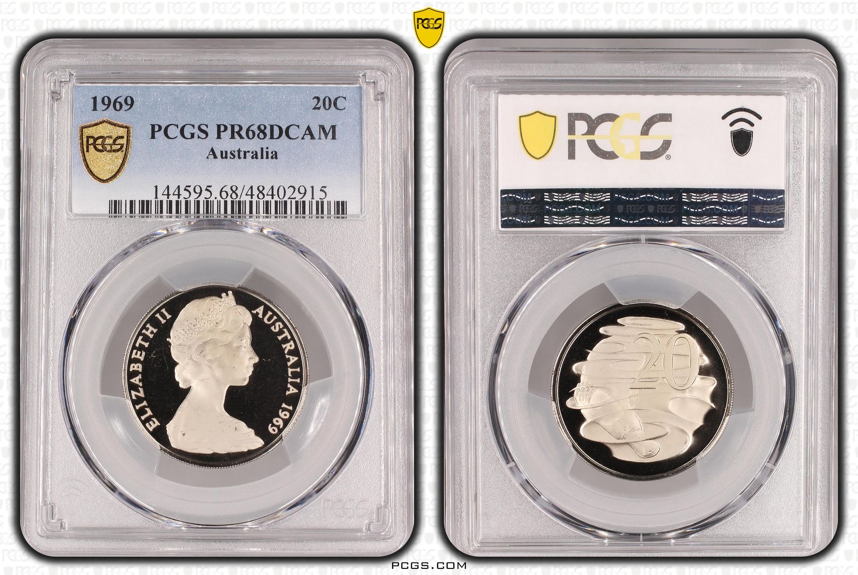 Elizabeth II, Twenty Cent, 1969, PCGS PR68DCAM