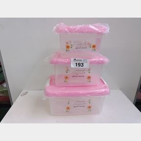 3 PIECE FOOD STORAGE CONTAINERS (PINK) - PLASTICE FOOD STORAGE CONTAINERS / AIRTIGHT