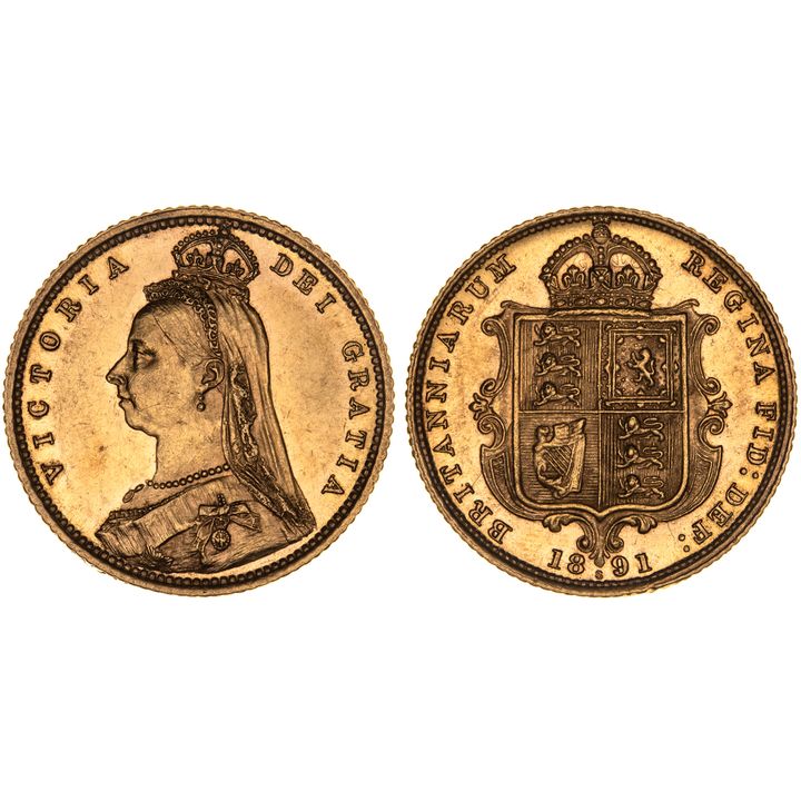 Victoria, Half Sovereign, 1891-S, EF