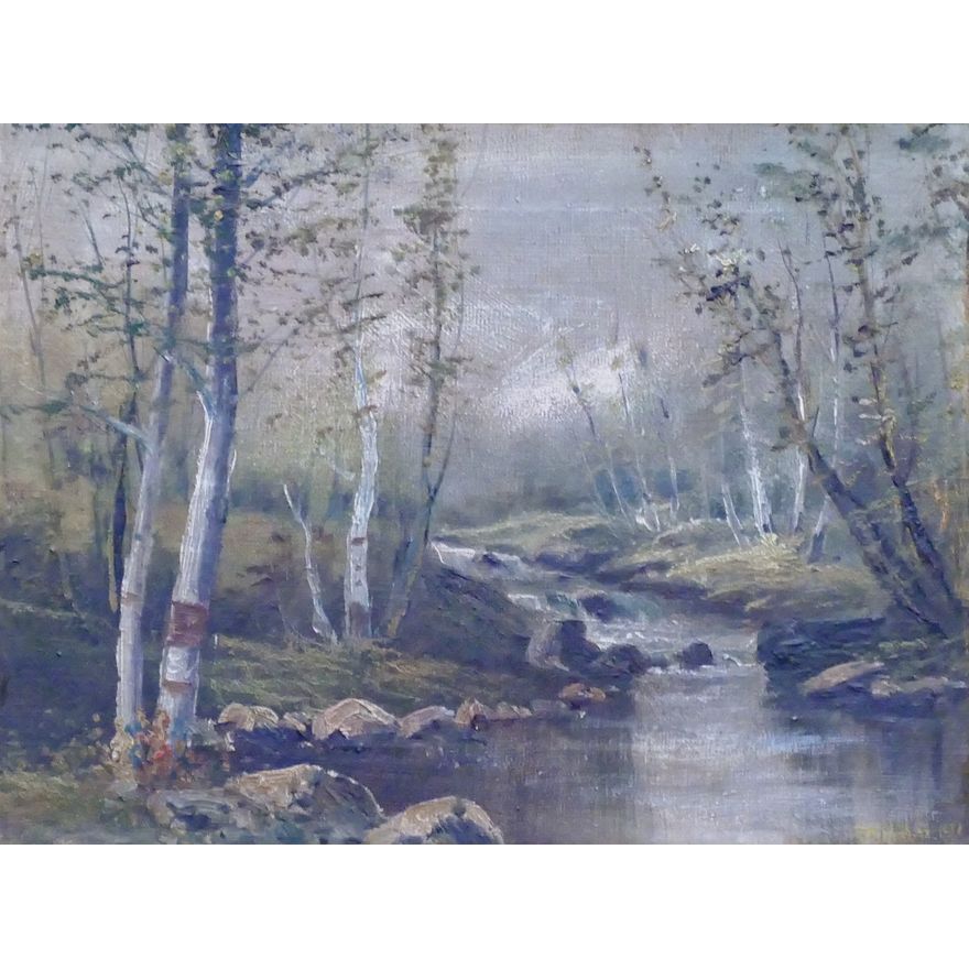 D.A. Fisher (1867-1940 Maine) ''Waterfall Near Tamsworth, New Hampshire''