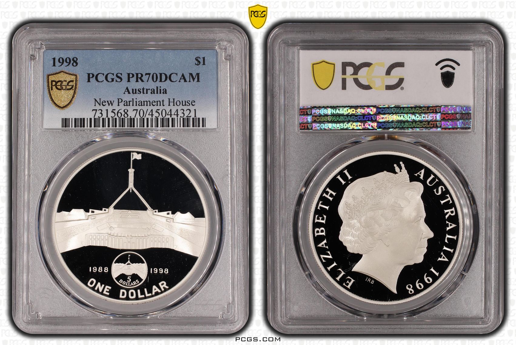 1998 Australia One Dollar, $1 Silver New Parliament House PCGS - PR70DCAM POP 11/0 -321