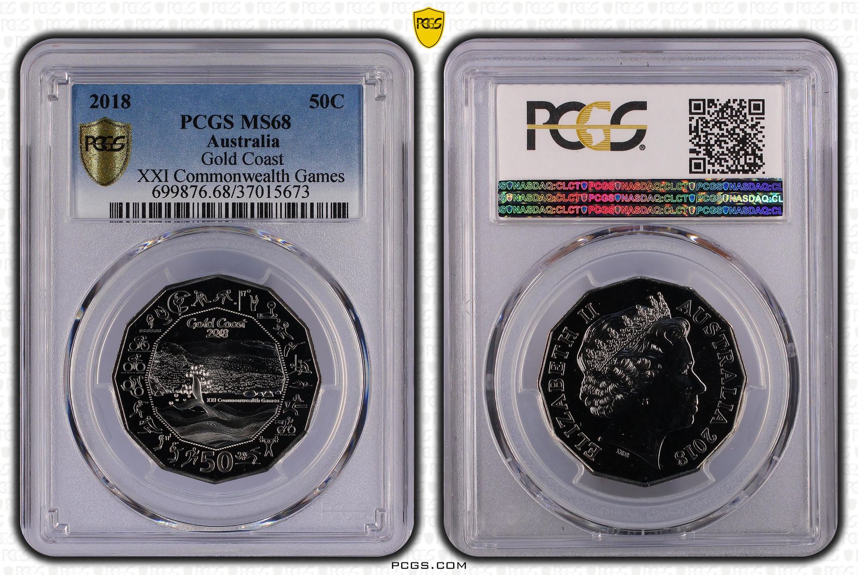 381 · Gold Coast XXI Commonwealth Games, Fifty Cent, 2018, PCGS MS68