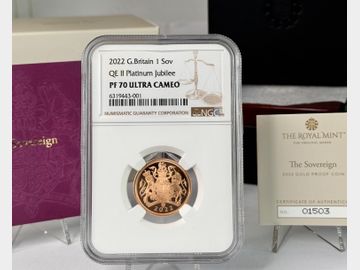2022 PLATINUM JUBILEE PROOF GOLD SOVEREIGN PF70 UCAM TOP POP