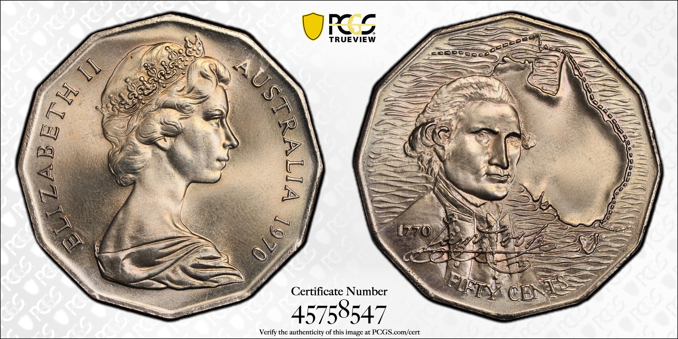 Captain Cook, Fifty Cent, 1970, PCGS MS67