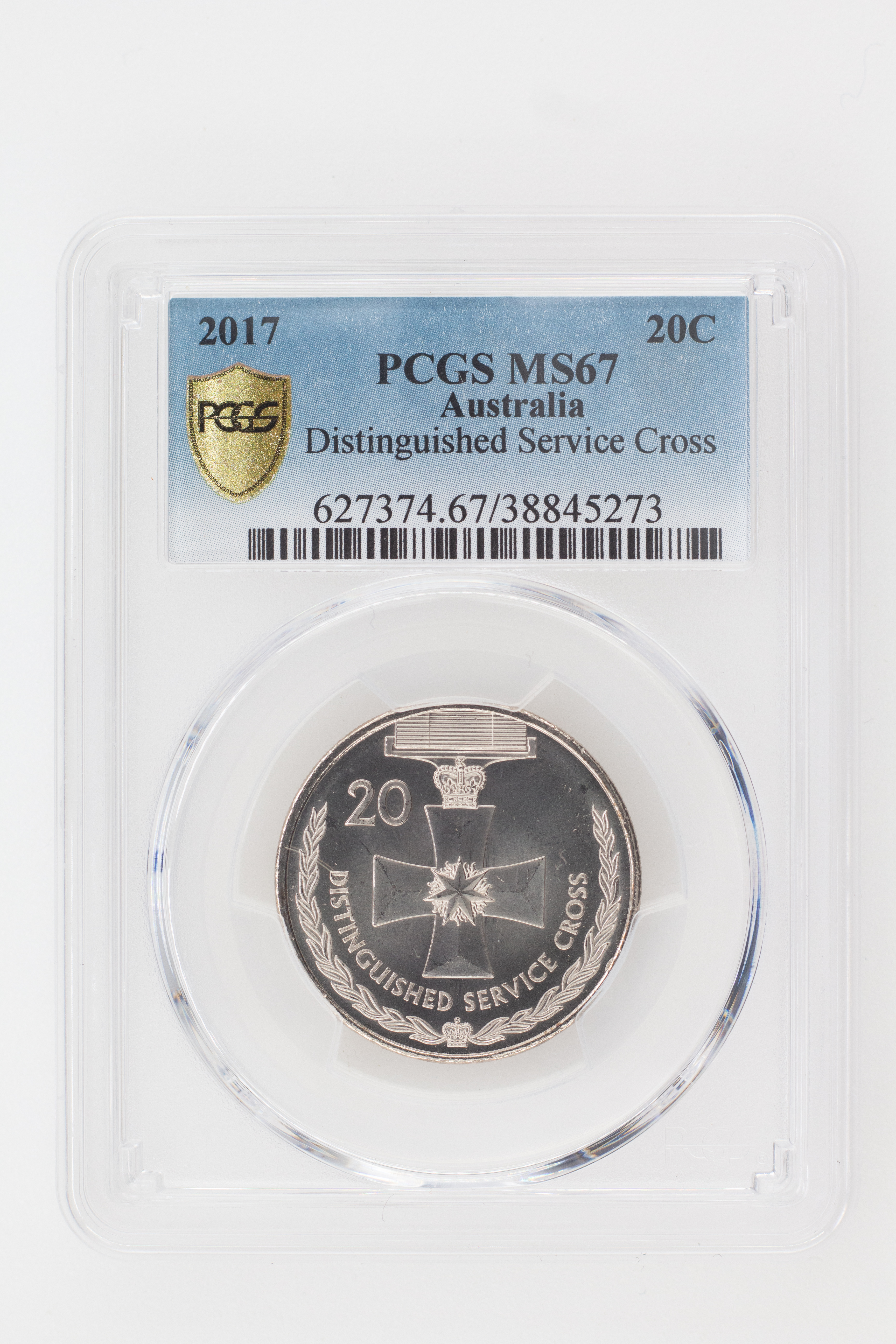 2017 Australia Twenty Cent, 20c Distinguished Service Cross PCGS - MS67 POP 1/0 -273