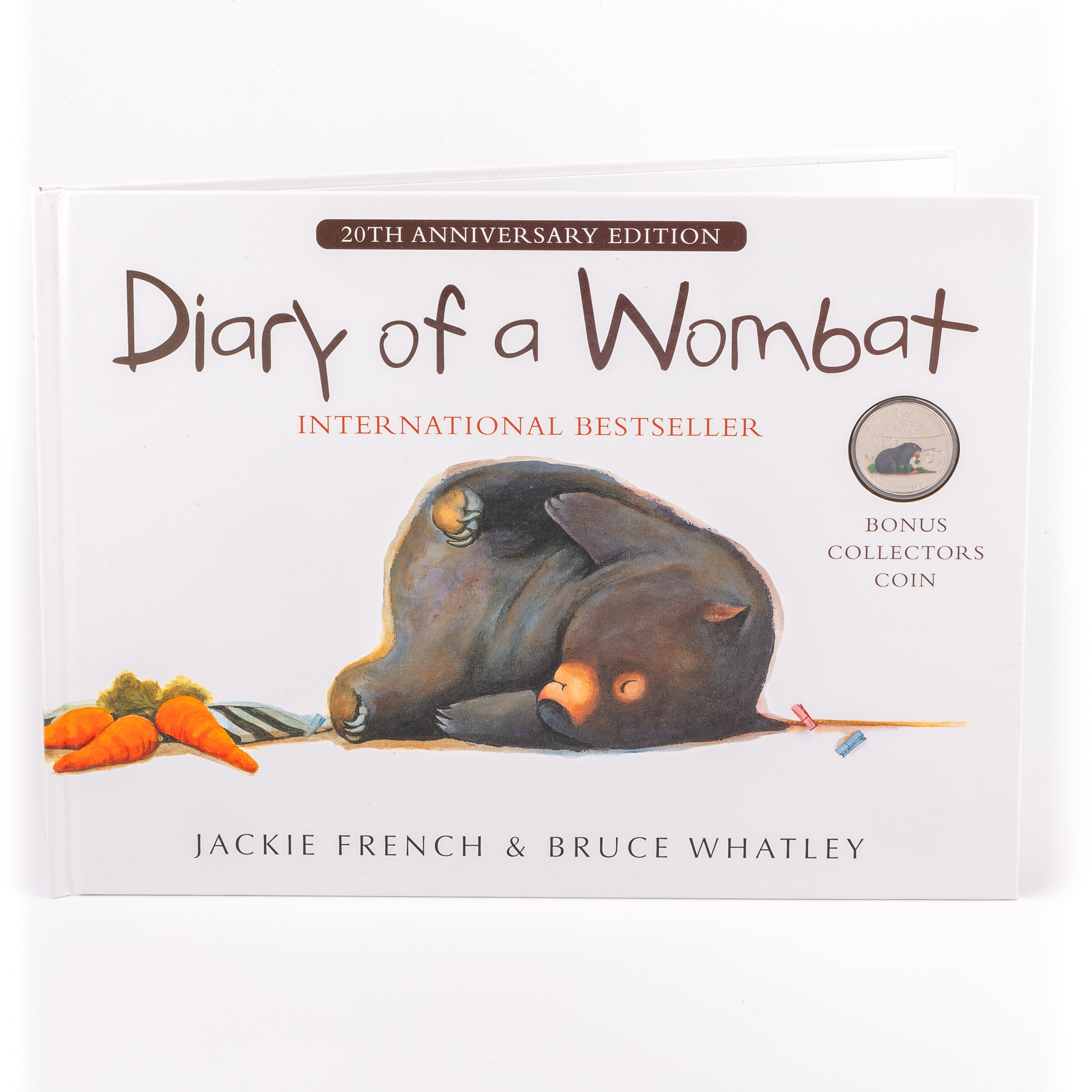 Elizabeth II, Diary of a Wombat Book w/ bonus collectors coin, Twenty Cents, 2022, UNC