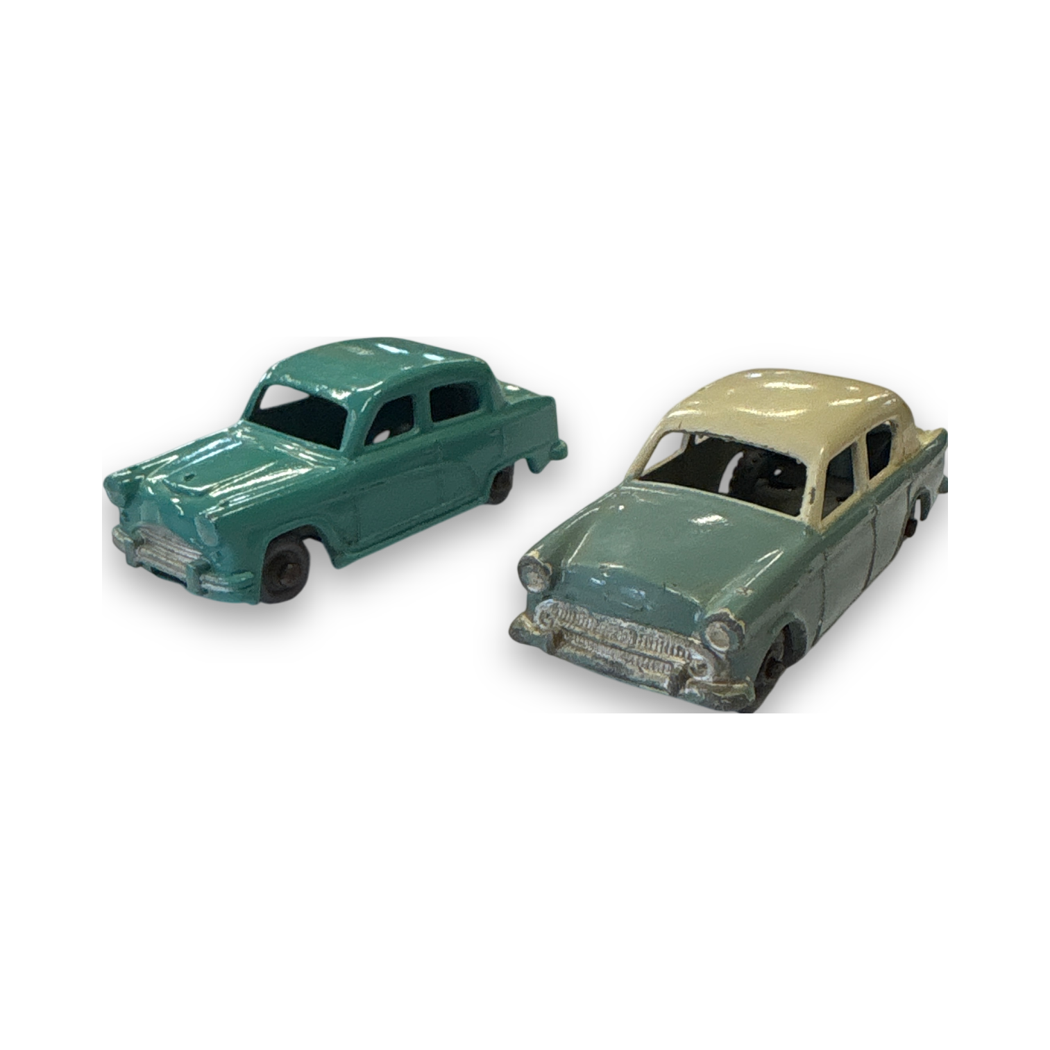 2 Matchbox Cars by Lesney Number 36 Austin A50 with grey plastic