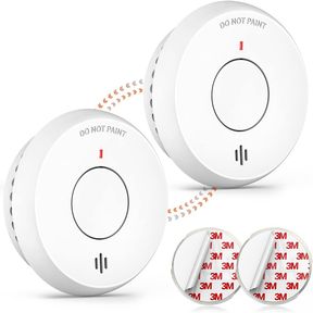 2 PACKS JEMAY WIRELESS SMOKE DETECTORS INTERCONNECTED, SMOKE DETECTOR 10 YEAR SEALED BATTERY, FIRE ALARMS SMOKE DETECTORS WITH LIT
